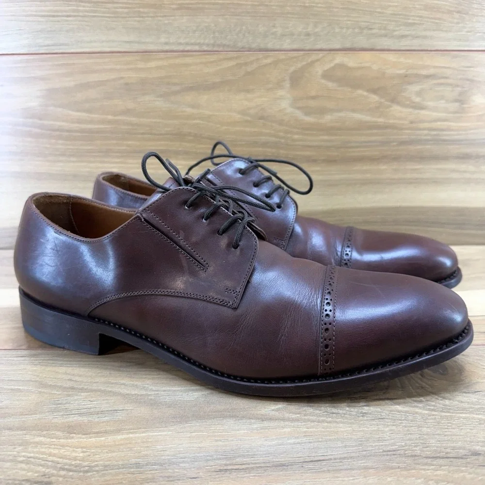 NAVYBOOT Switzerland Derby Shoes 12 EU 45 Brown Leather Cap Toe Formal‎ Business
